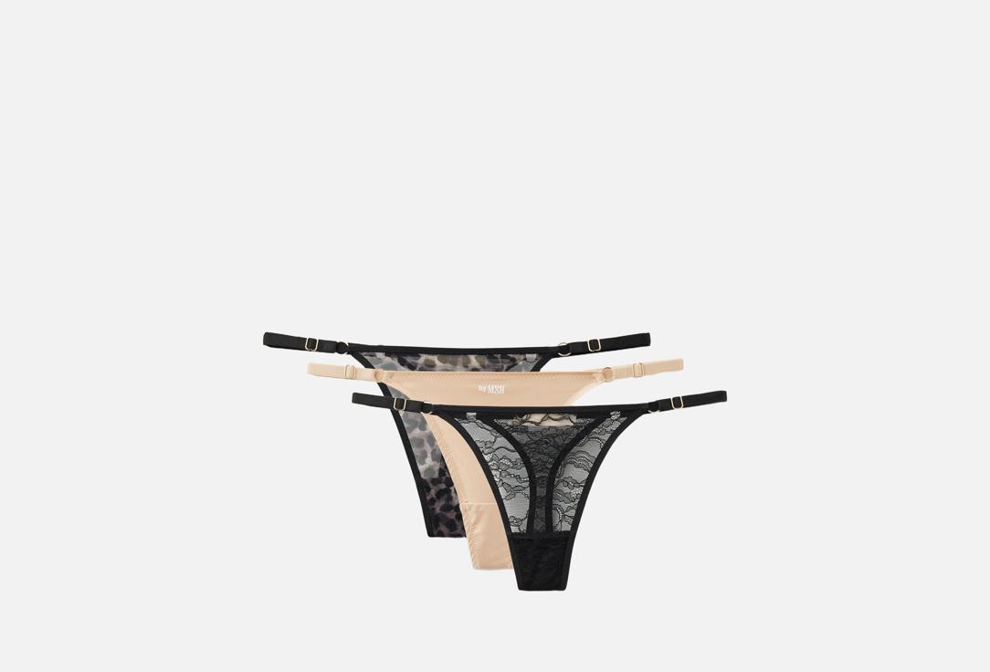 

Набор трусов-стрингов BY MSH, Мультиколор, С регулируемыми боками 3 шт