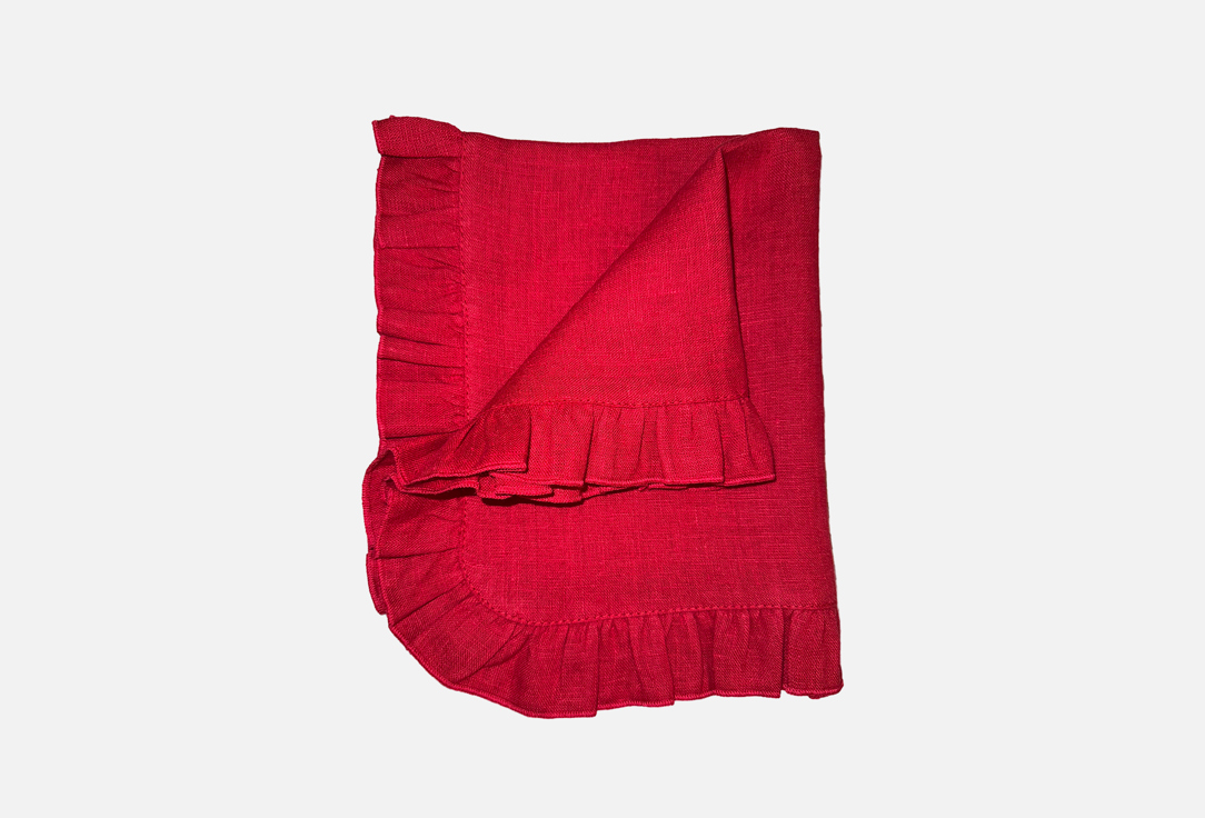 

салфетка льняная сервировочная LENJULEN, Красный, С рюшами, английский красный, 40x50 см 1 шт