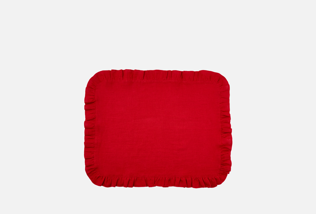Изображение товара Льняная сервировочная салфетка LenJuLen с рюшами Английский красный 40x50 см