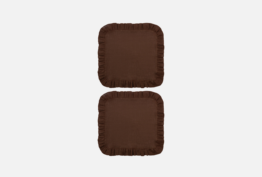 Изображение товара Набор льняных салфеток LenJuLen с рюшами 35x35 см Шоколад