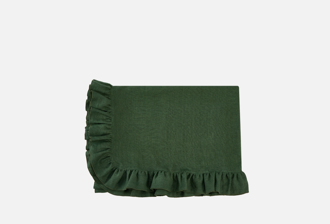 Изображение товара Скатерть из льна с рюшами LenJuLen 140x200 см лесной зеленый