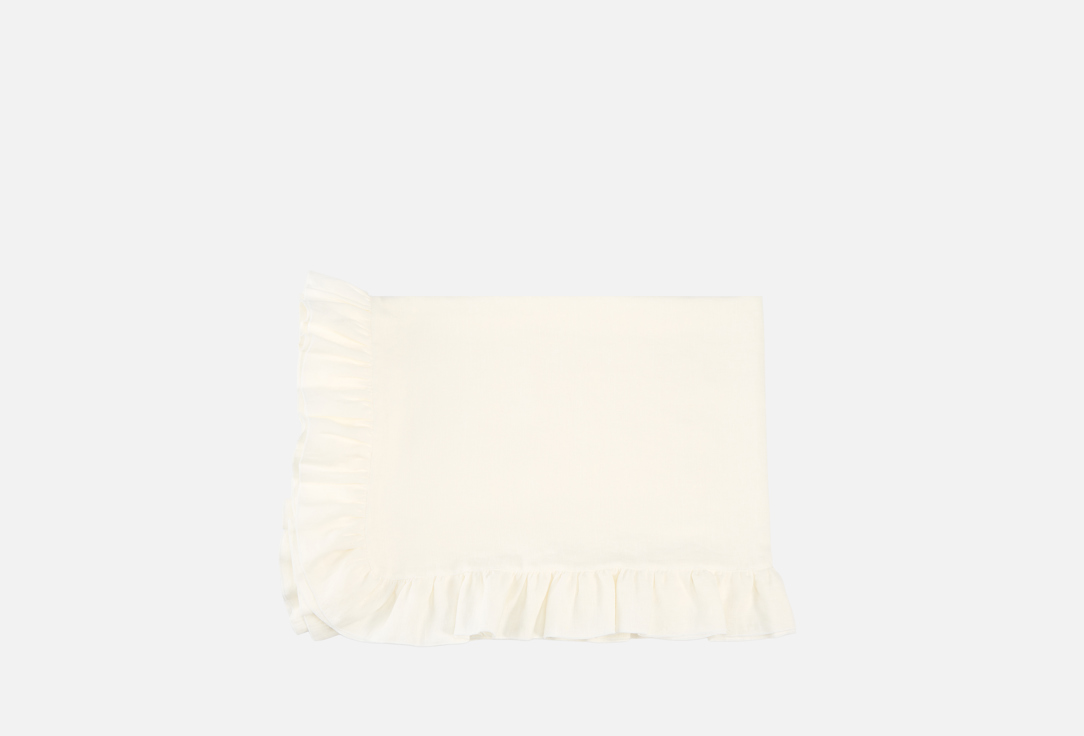 Изображение товара Льняная скатерть из умягченного льна с рюшами 140х200 см Белый зефир