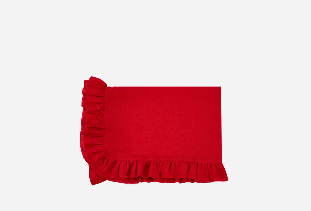 Изображение товара Скатерть из льна LenJuLen с рюшами, английский красный, 140x200 см