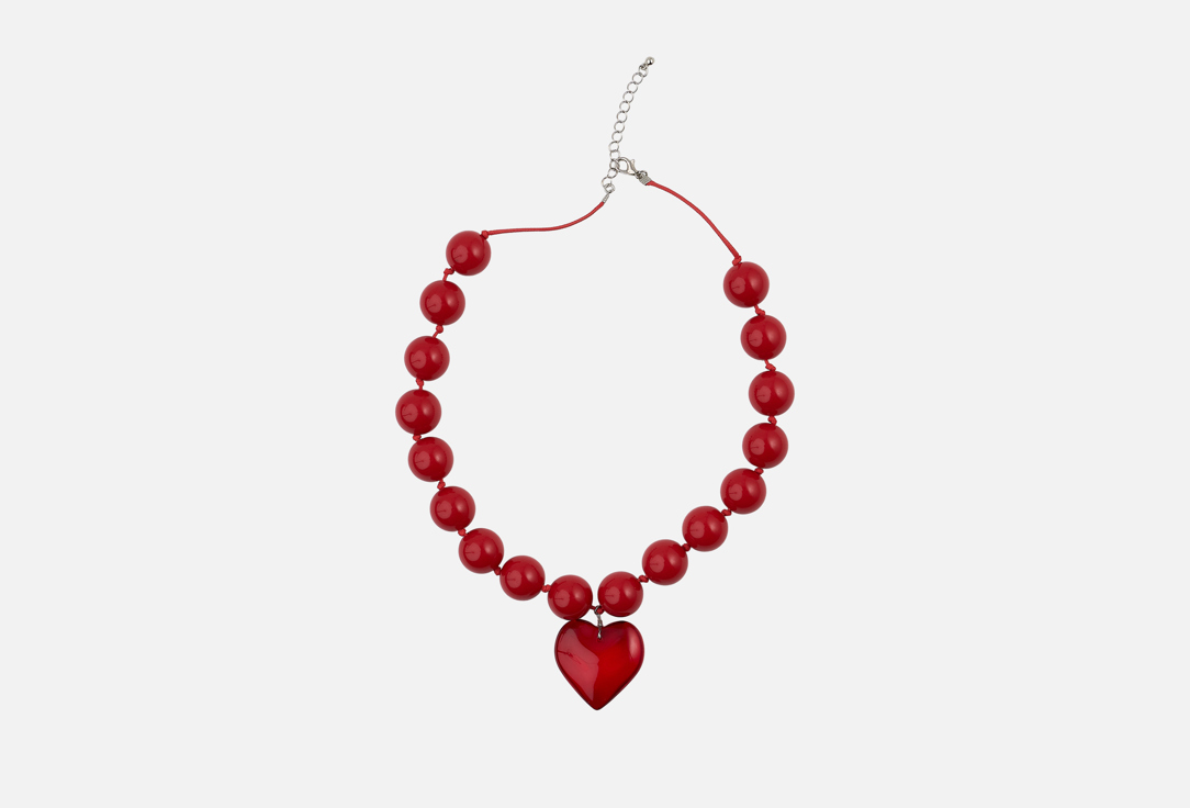

Бусы 19.STONE, Красные с сердцем 1 шт