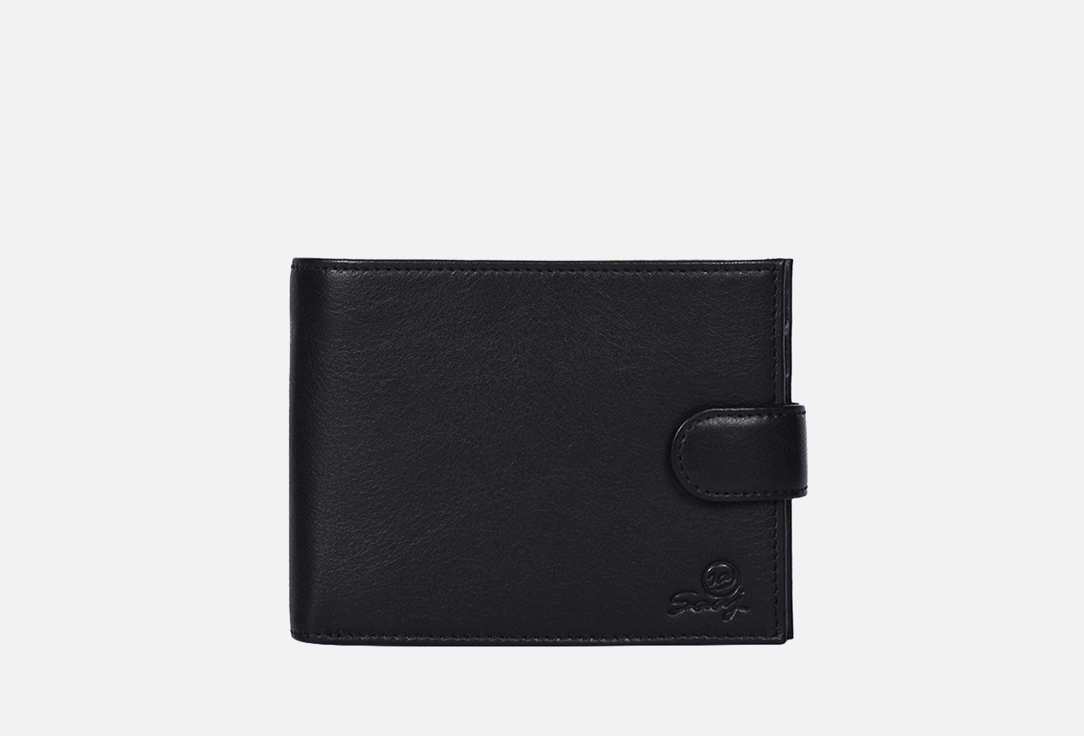 Изображение товара Кожаный кошелек SAAJ из натуральной кожи черный с множеством отделений для мужчин