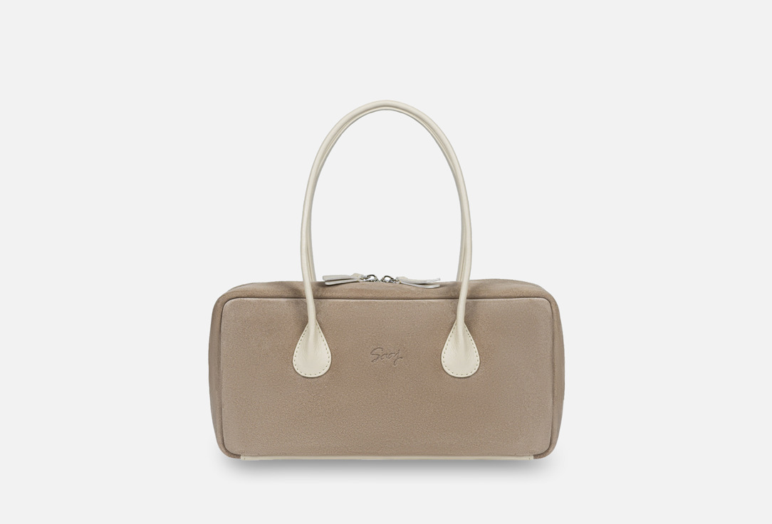 Изображение товара Женская замшевая сумка-багет SAAJ светло-бежевая с кожей и замшей