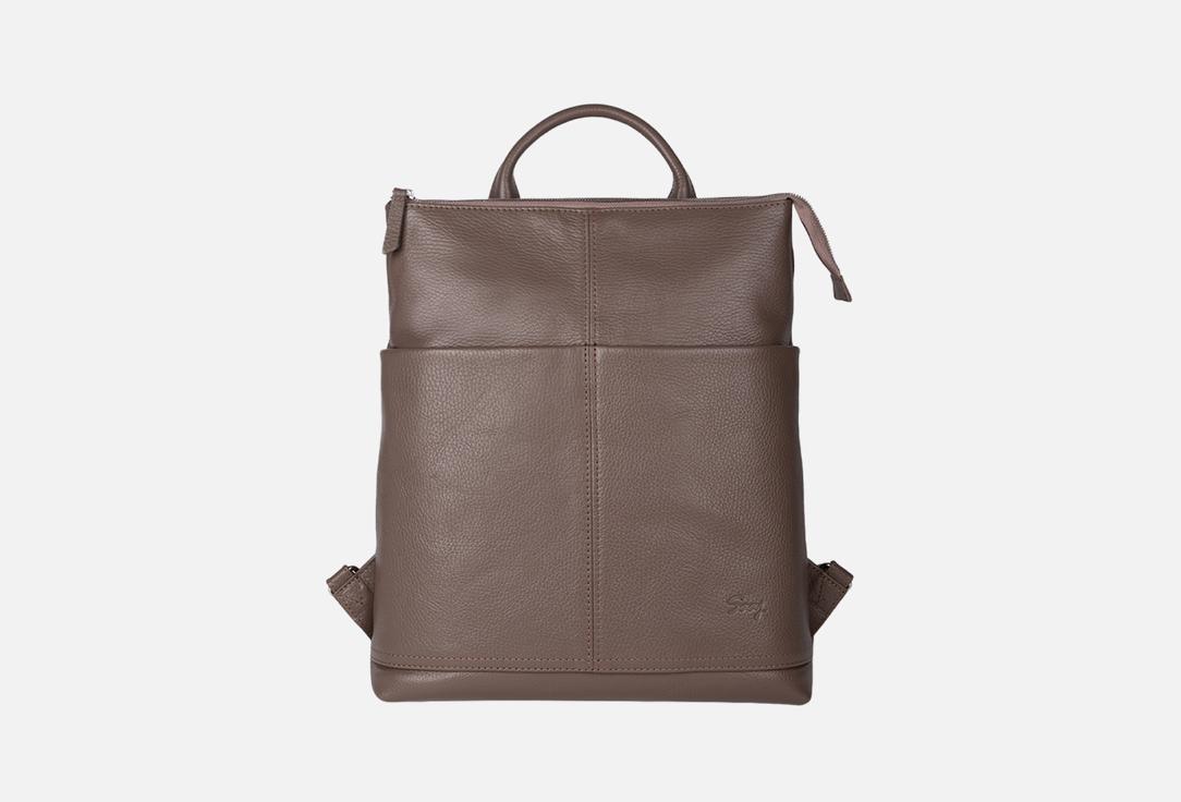 Изображение товара Стильный кожаный городской рюкзак SAAJ из натуральной кожи темный тауп для женщин