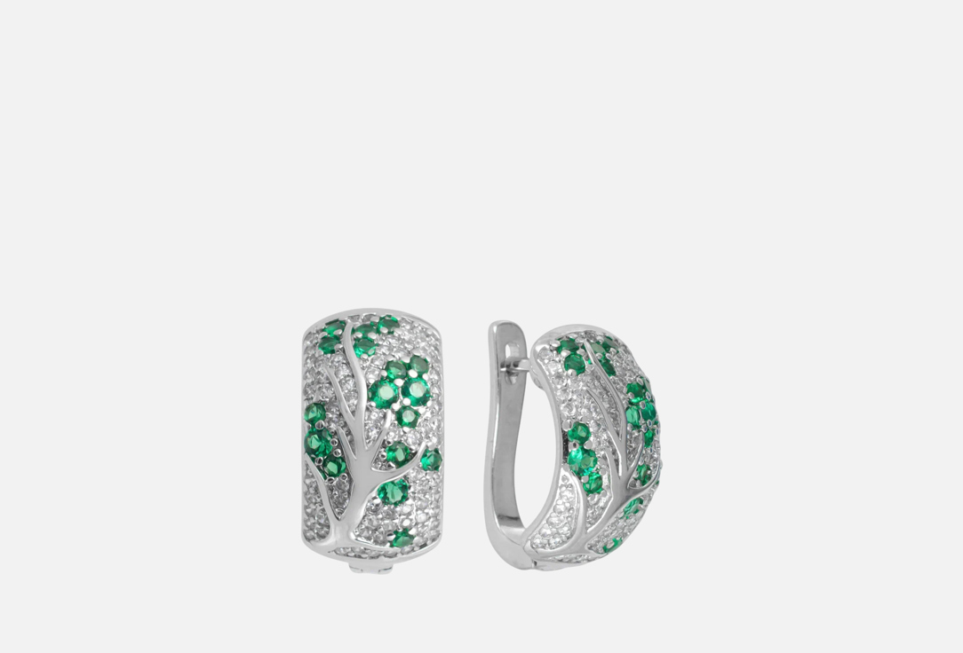 Изображение товара Серьги Ice&High Collection с цирконами серебряное покрытие родий для женщин