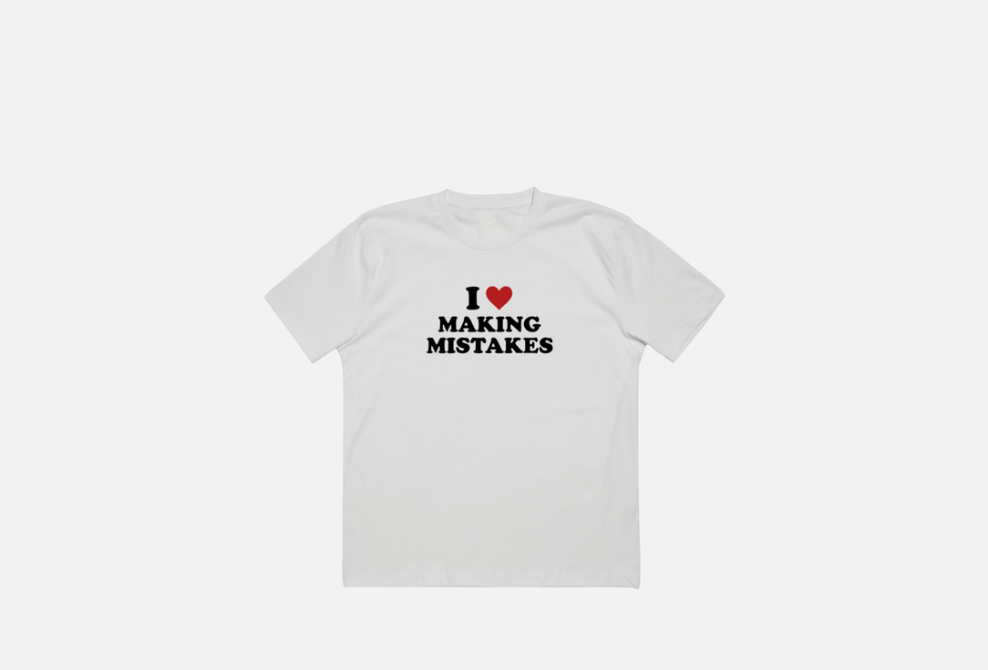 Изображение товара Белая футболка оверсайз с принтом I Love Making Mistakes для мужчин и женщин