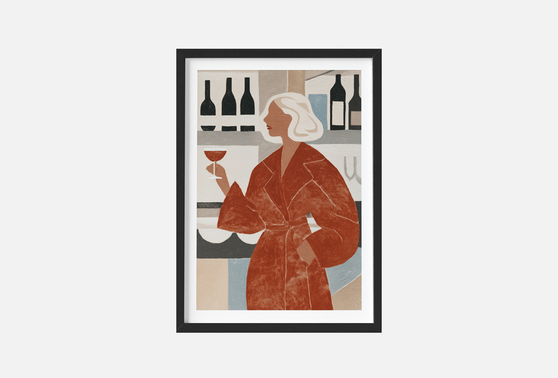 

Постер ПРОСТОПОСТЕР, Принт, Девушка в пальто и с бокалом вина, 50х70 см 1 шт