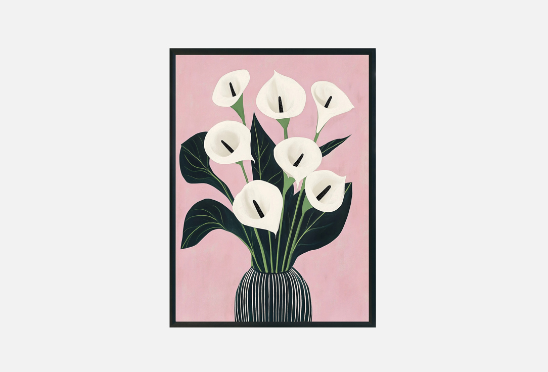 

Постер ПРОСТОПОСТЕР, Принт, Белые каллы на розовом фоне, 50х70 см 1 шт