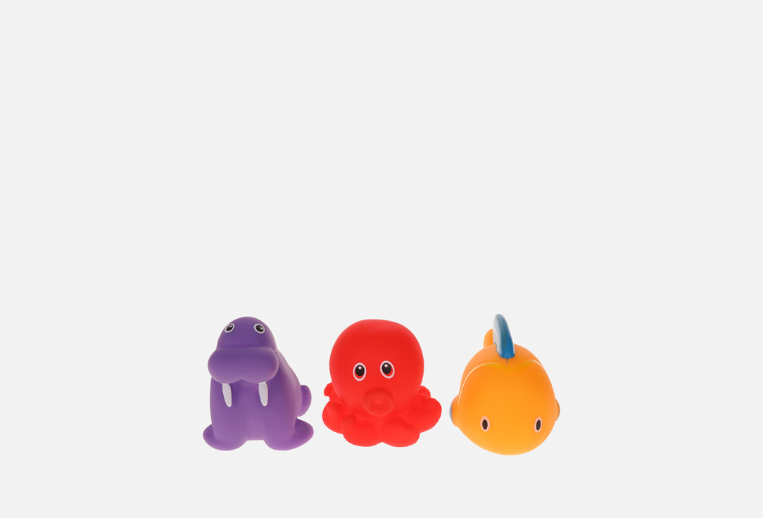 Изображение товара Набор игрушек для купания Жирафики Тюлень, осьминог и рыбка для малышей