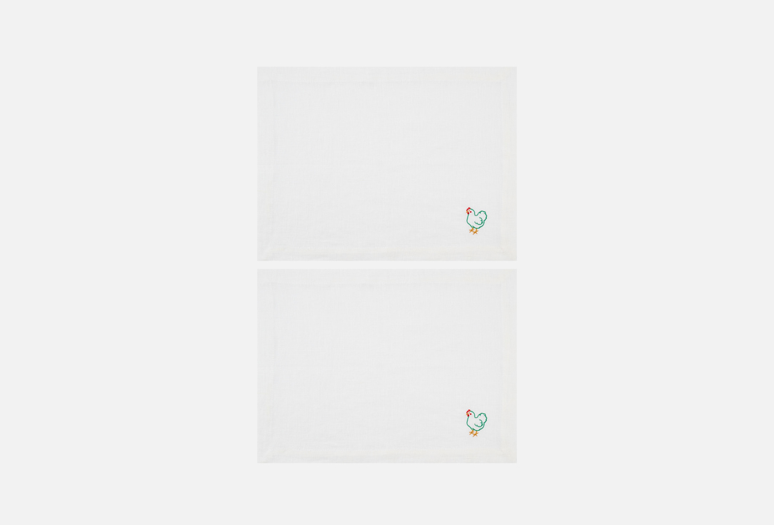 Изображение товара Набор льняных салфеток LenJuLen с вышивкой "Курочка", 35x45 см