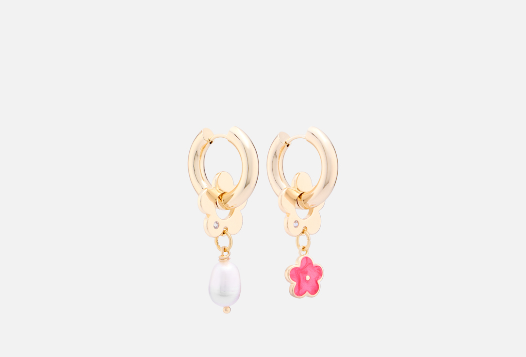 Изображение товара Серьги Veltom Pearl & Pink flower с жемчугом и цветком для женщин