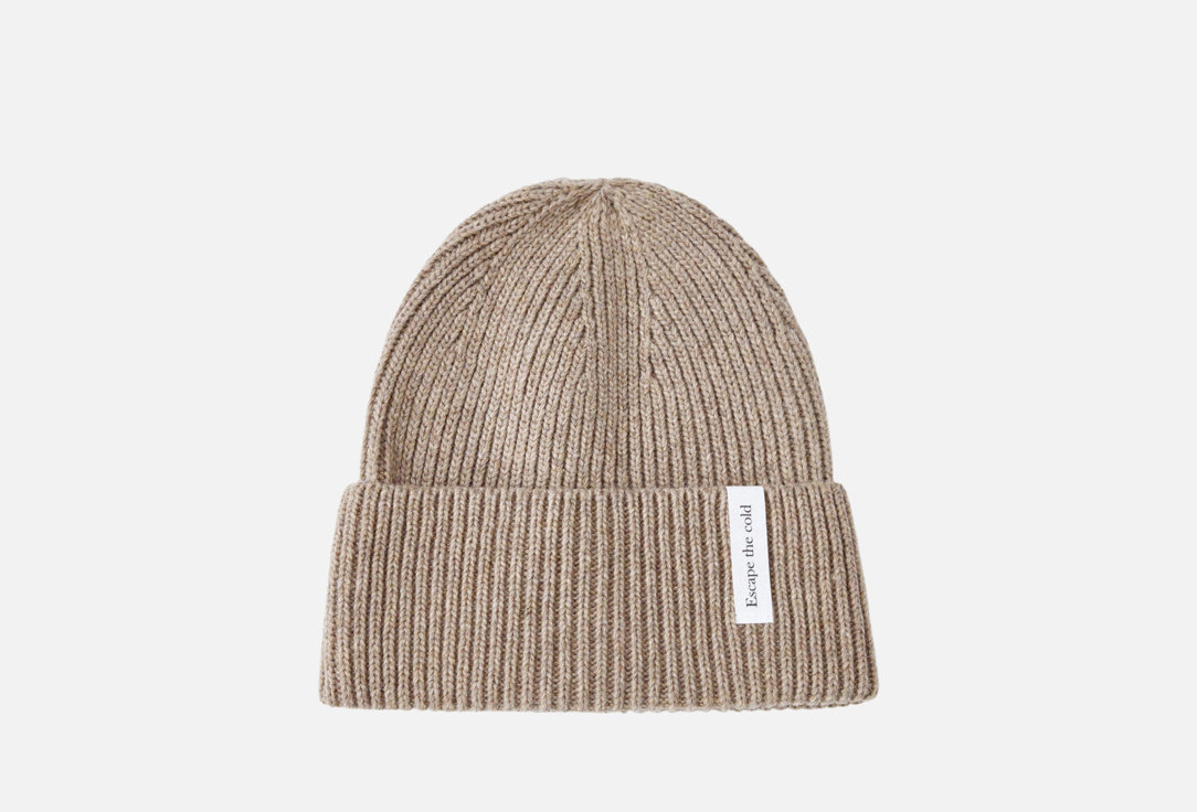 Изображение товара Женская вязаная шапка-бини SELA тауп из смесовой шерсти и полиэстера