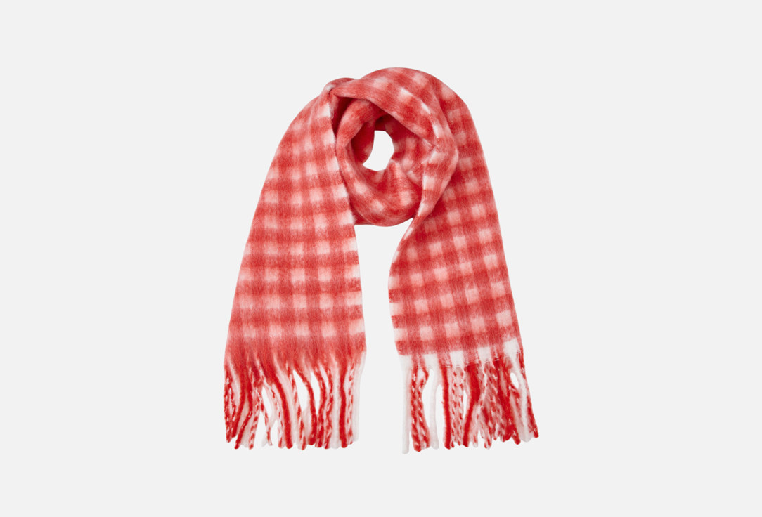 Изображение товара Красный шарф с бахромой SELA из полиэстера и шерсти для женщин