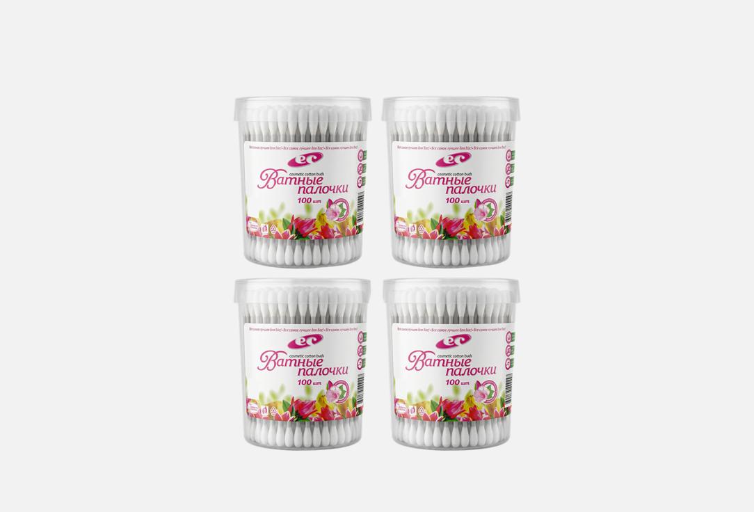 Изображение товара Набор ватных палочек в банке ЕМЕЛЬЯНЪ САВОСТИНЪ 4 упаковки по 100 шт безопасные и мягкие