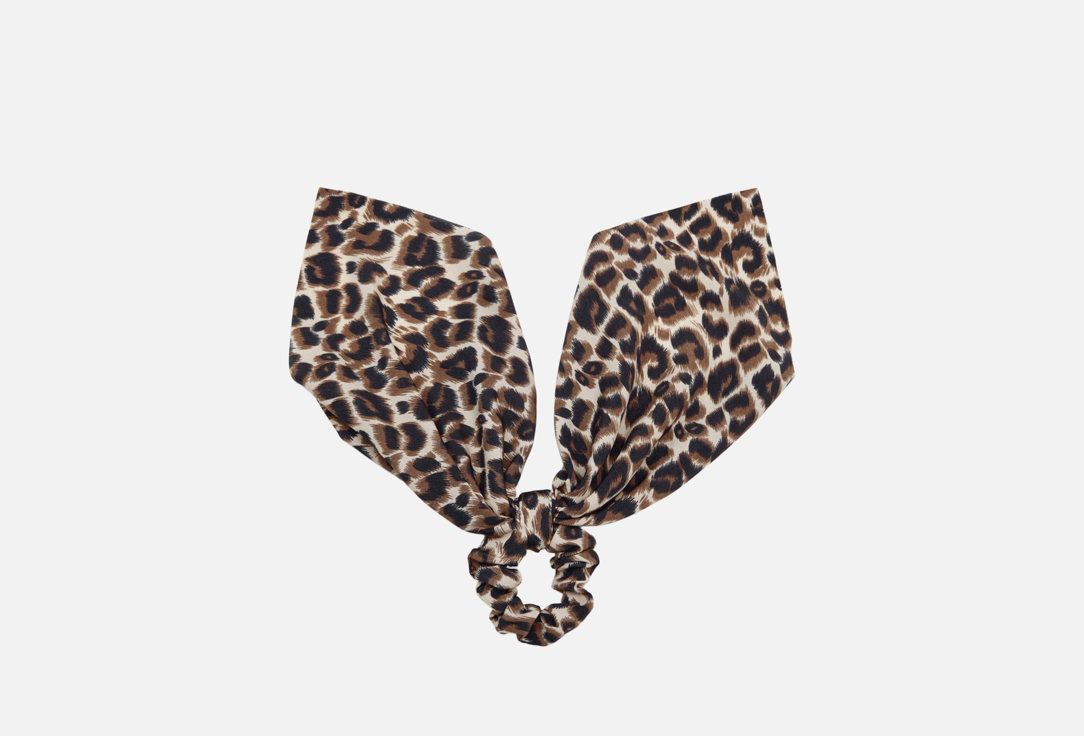 Изображение товара Резинка для волос SELA коричневый принт с бантиком