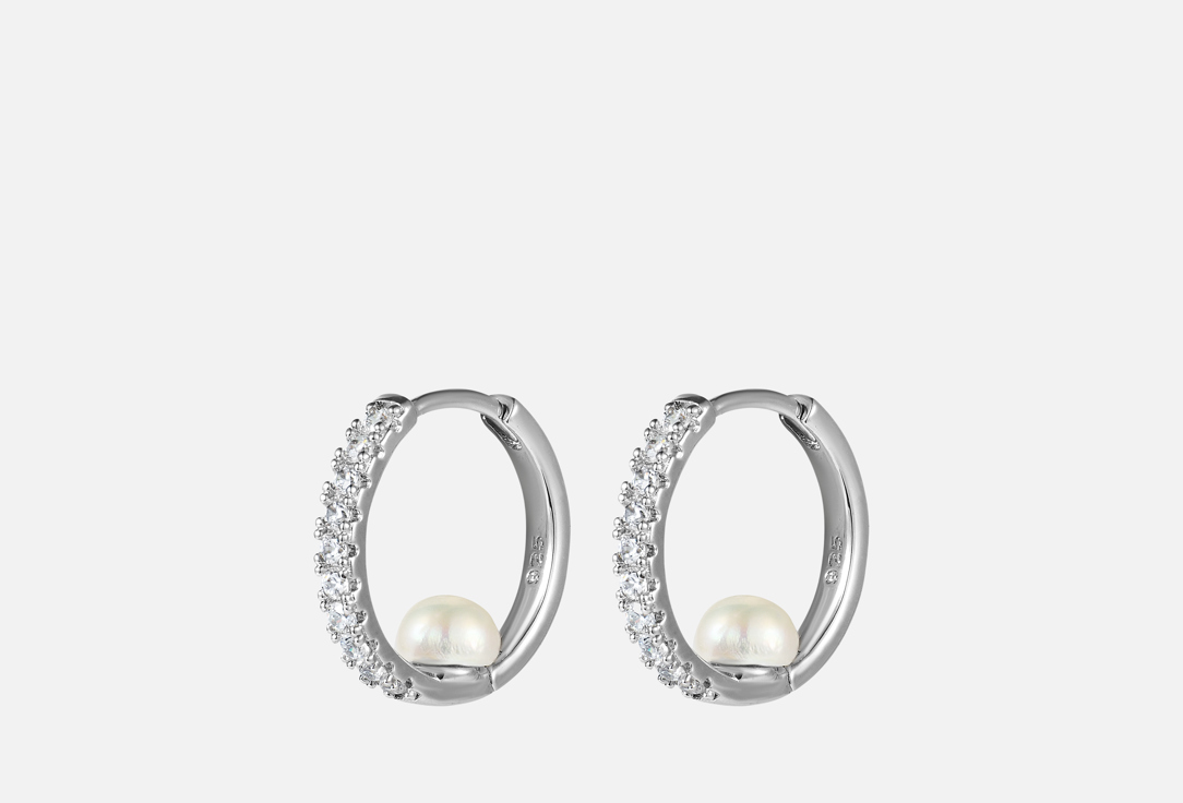 Изображение товара Элегантные серьги GINADREAMS Тихая роскошь натуральный жемчуг цирконы покрытие родий