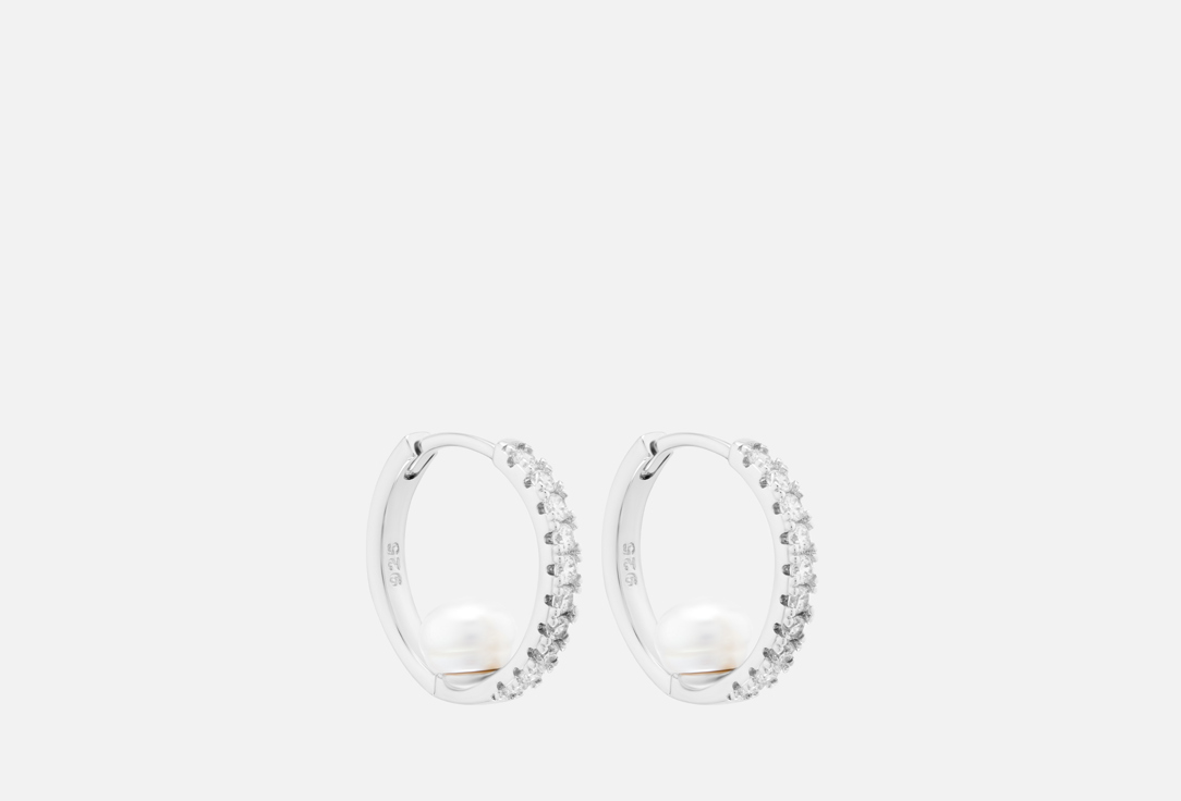 Изображение товара Элегантные серьги GINADREAMS Тихая роскошь натуральный жемчуг цирконы покрытие родий