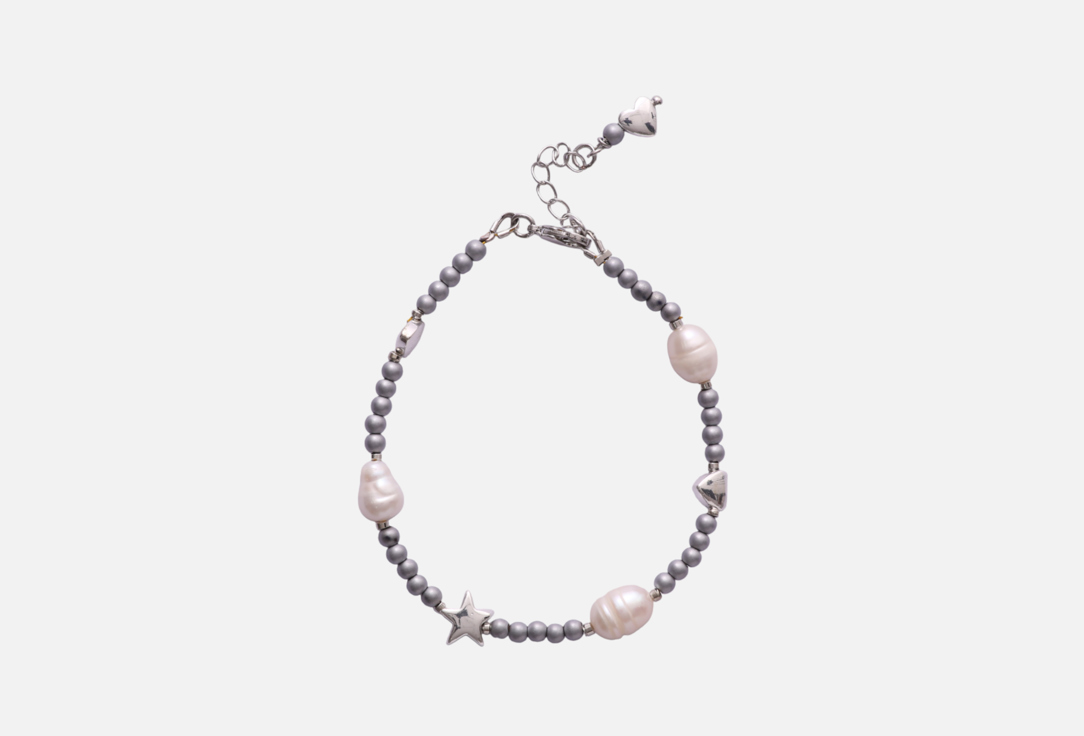 Изображение товара Стильный браслет из гематита и жемчуга Veltom 17 см с удлинением