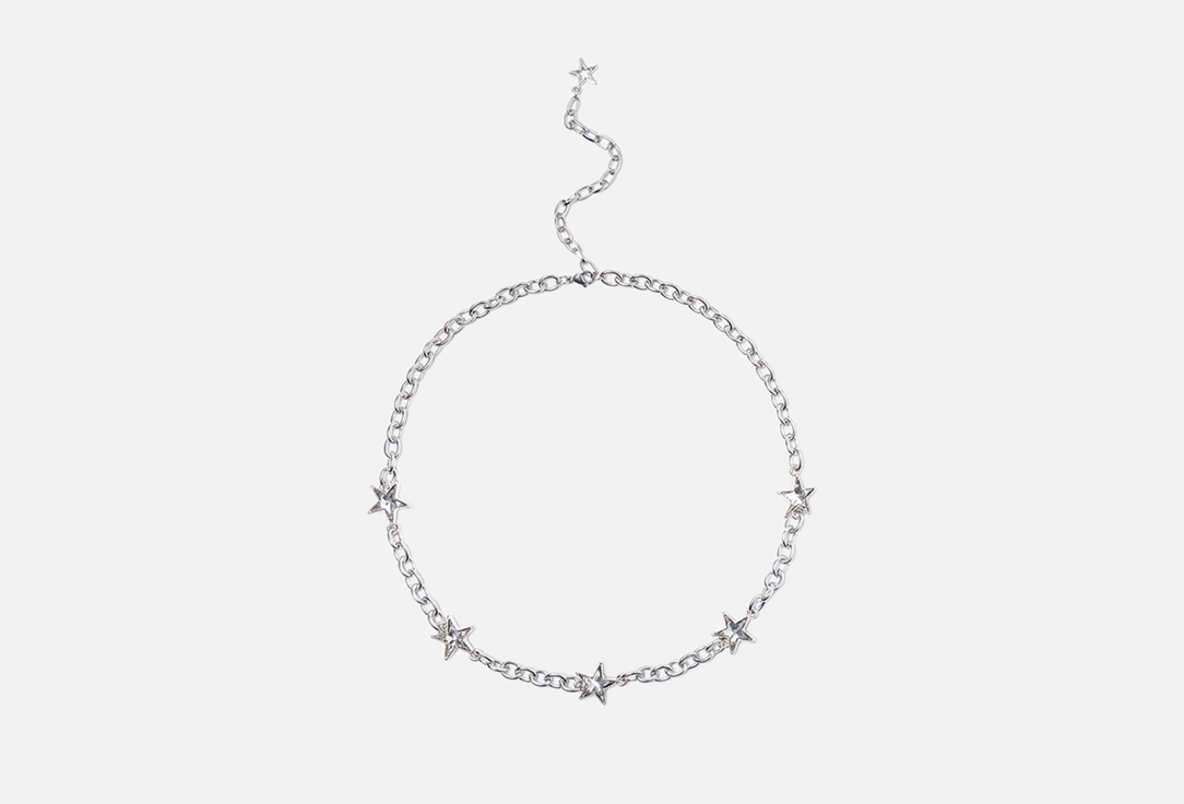 Изображение товара Элегантное колье Attribute Shop Aster Link с кристаллами и родиевым покрытием на длинной цепочке