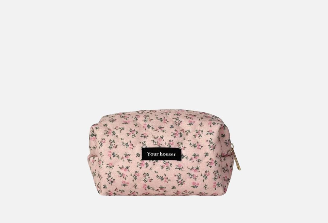 Изображение товара Косметичка Your houser розовая в цветочек для удобного хранения