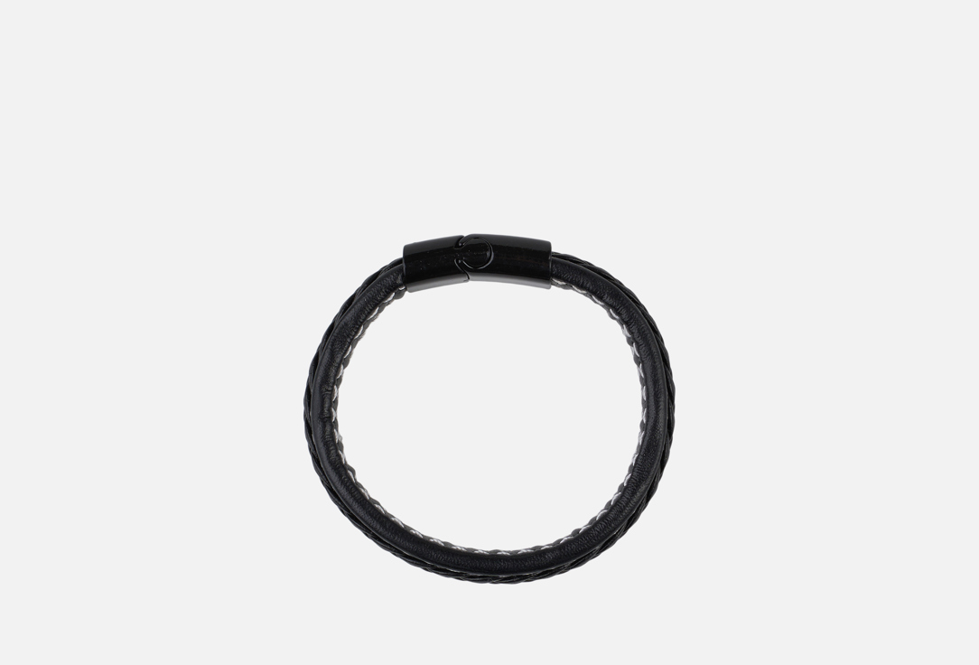 Изображение товара Браслет из натуральной кожи 19.stone с белой нитью стильный аксессуар для мужчин