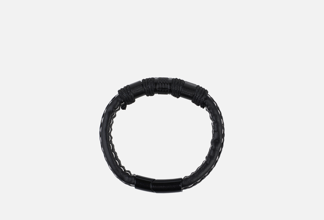 Изображение товара Стильный браслет из натуральной кожи и нержавеющей стали 19.stone для мужчин