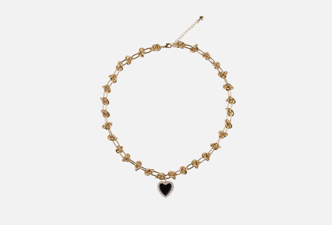 Изображение товара Цепочка 19. stone с черным сердцем - украшение из бижутерного сплава и фианитов