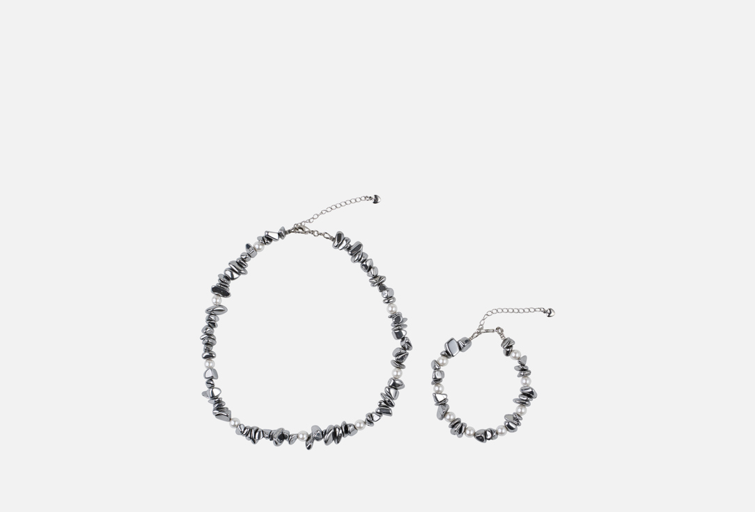 Изображение товара Набор украшений из гематита и жемчуга 19.stone для женщин