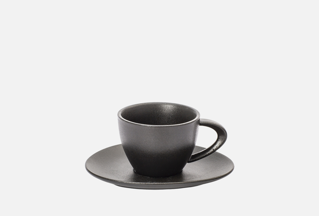 Изображение товара Чайная пара DOMENIK ROCK BLACK из фарфора, объём 200 мл
