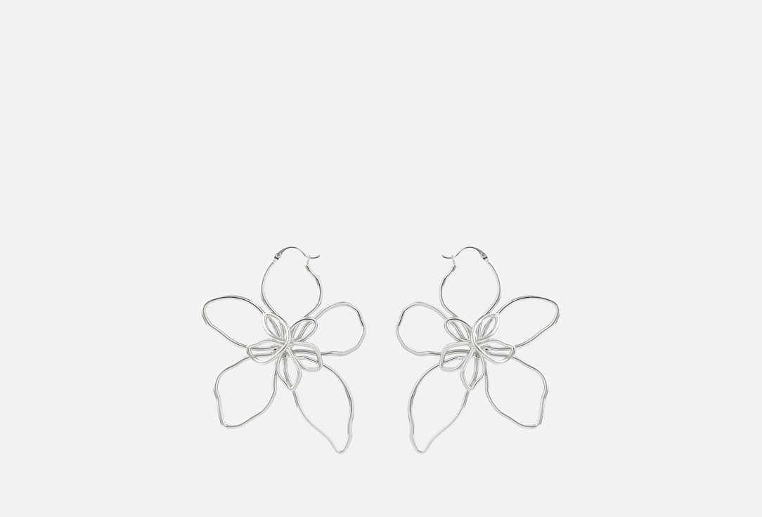 Изображение товара Элегантные серьги Outline Blossom из ювелирного сплава с родиевым покрытием для женщин