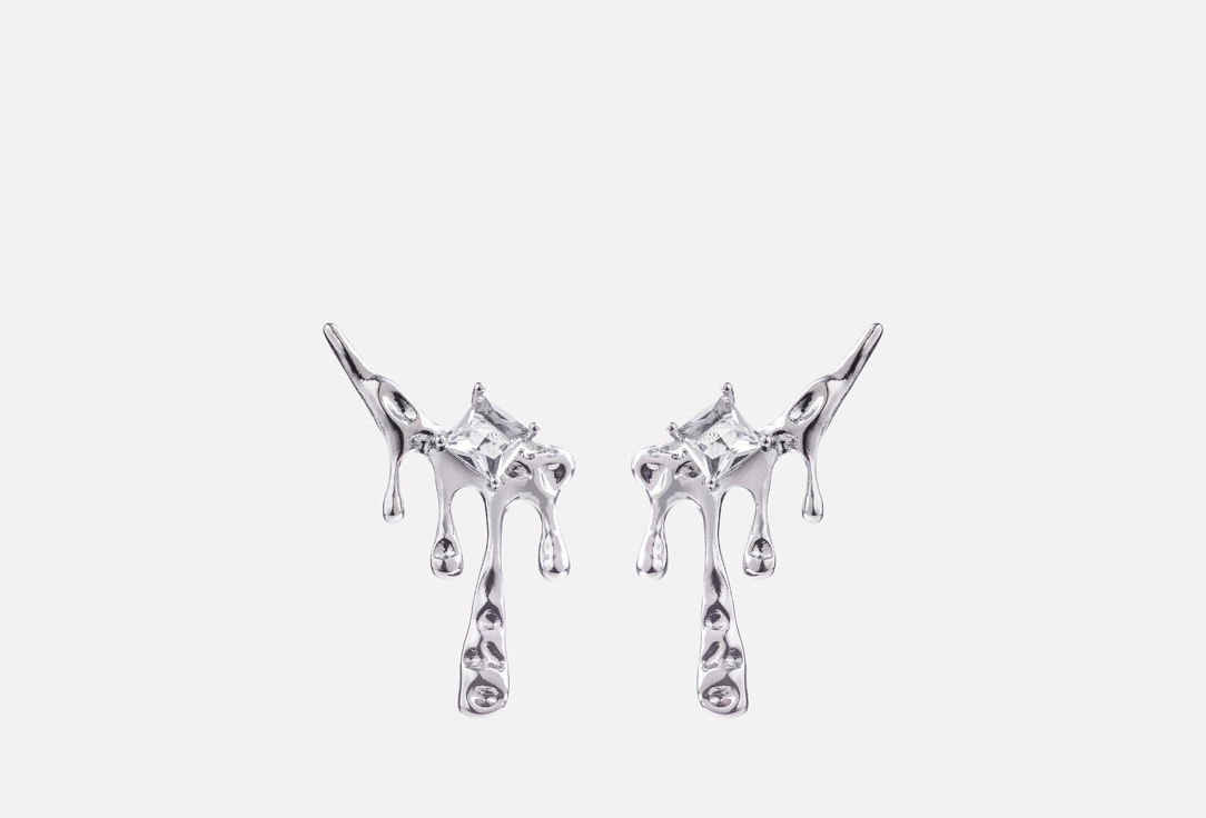 Изображение товара Элегантные серьги Liquid drops из ювелирного сплава с кристаллом для женщин