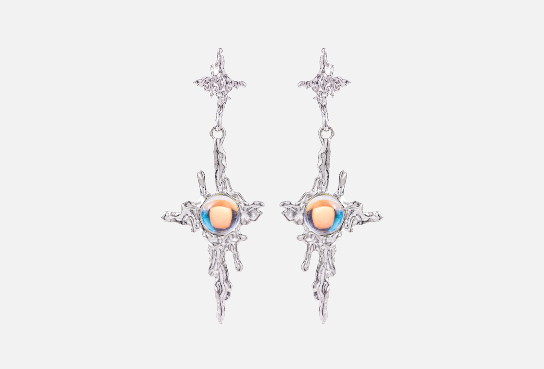 Изображение товара Элегантные женские серьги Cosmic Flow с акриловой вставкой и родиевым покрытием