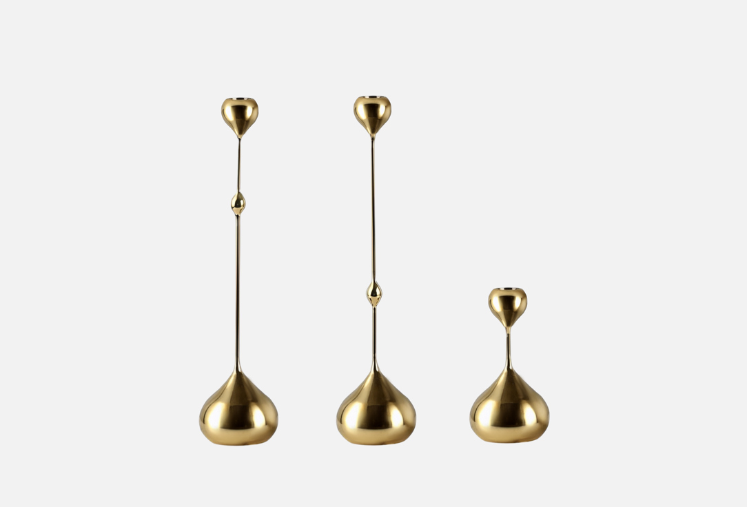 Изображение товара Набор металлических подсвечников ARTFABRIC MADO GD для свечей 3 шт серебро, золото, чёрный