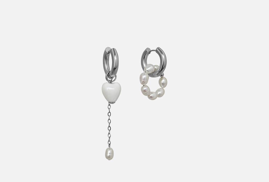 Изображение товара Серьги PINKCODE elise white silver с жемчугом и белым сердцем для женщин
