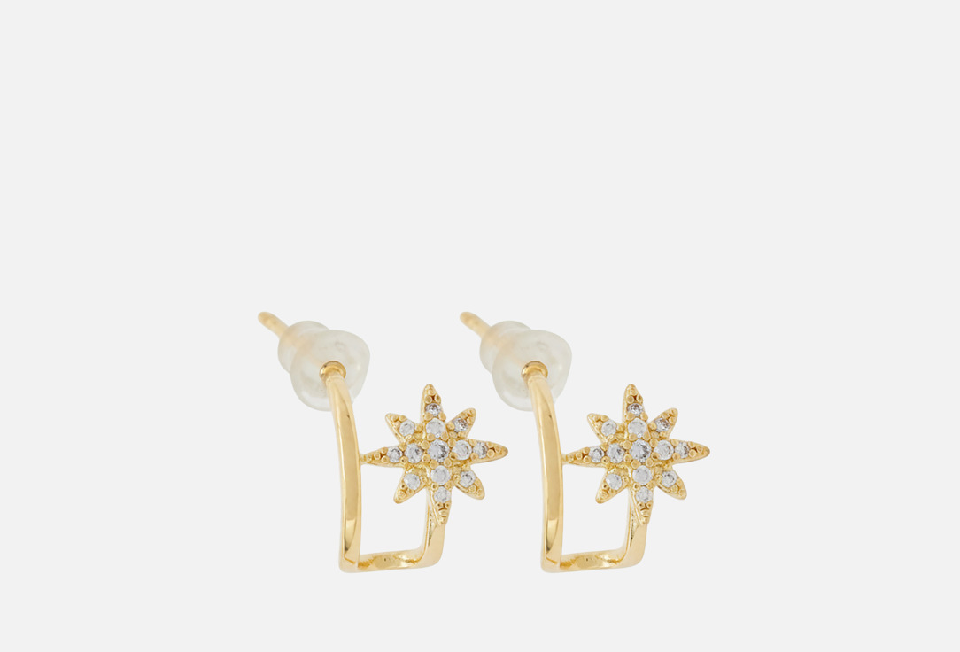 Изображение товара Серьги-пусеты NATACO star gl золотистые со стразами 2 см