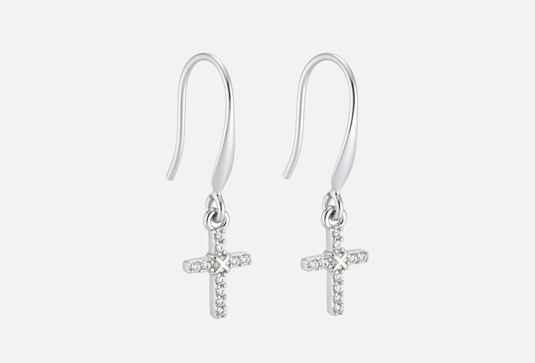 Изображение товара Стильные серьги NATACO cross из бижутерного сплава со стразами 3 см