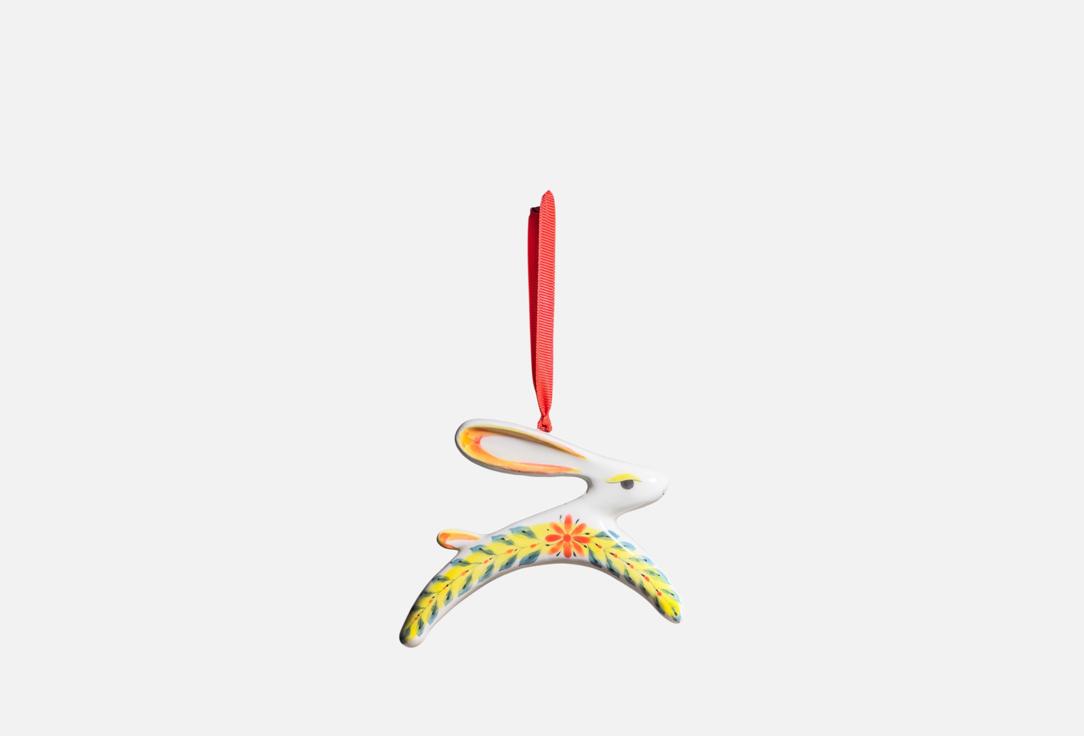 

Елочная игрушка TO BE CERAMICA, Мультиколор, Зайчик, василек 1 шт