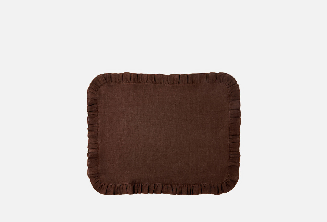 

салфетка декоративная LENJULEN, Коричневый, С рюшами, льняная, шоколад, 40x50 см 1 шт