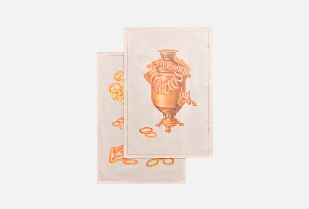 Изображение товара Набор кухонных полотенец с рисунком самовар, 40х60 см, 2 шт., хлопок