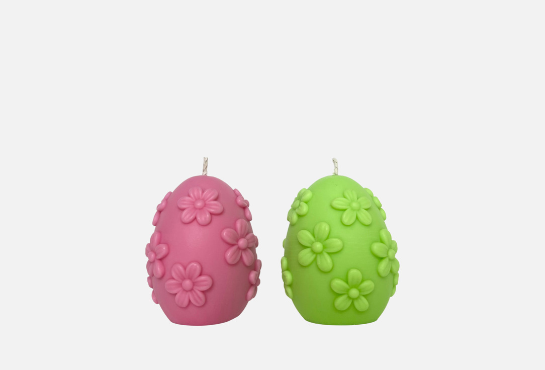 Изображение товара Набор формовых свечей пасхальное яйцо розовое и зеленое 115 г etosvechi