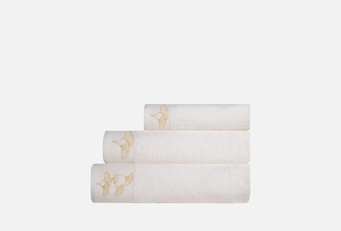 

Набор махровых полотенец BELLEHOME, Принт, Айвори с вышивкой Гинкго 3 шт