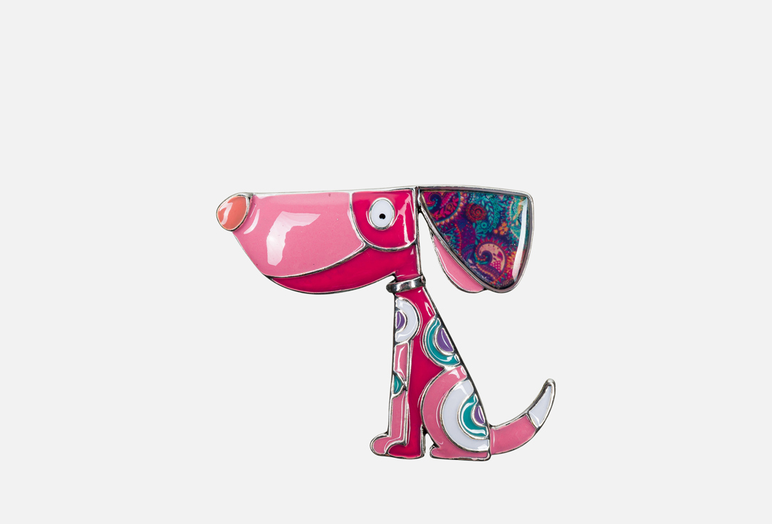 Изображение товара Брошь Собака розовая Shadore из гипоаллергенного сплава с эмалью 5,5 см