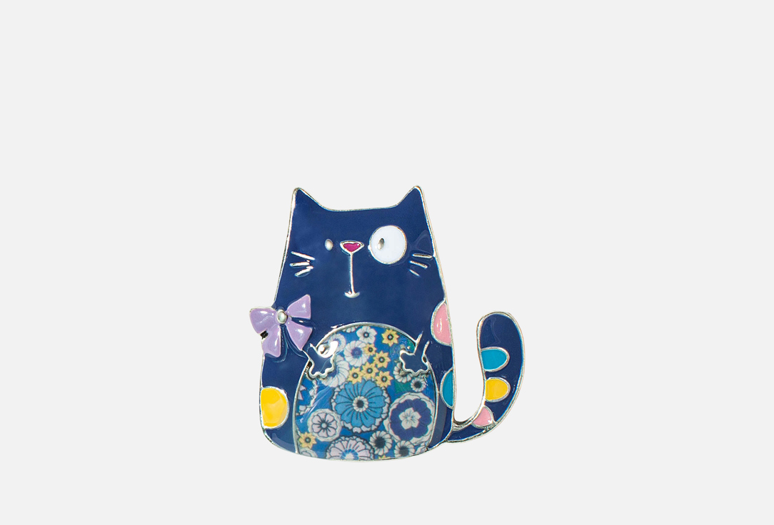 Изображение товара Брошь Shadore Кот синий с бантом - стильное украшение для женщин