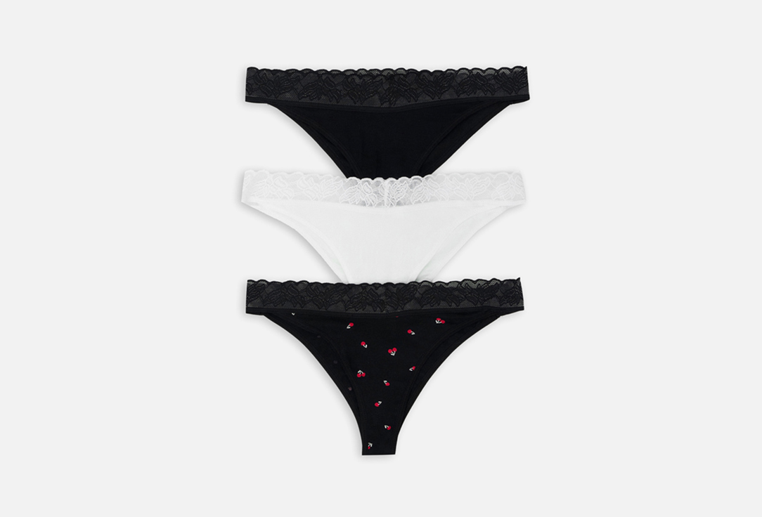 Изображение товара Набор трусов бразильяно из хлопка Mark Formelle, 3 шт, высокая посадка