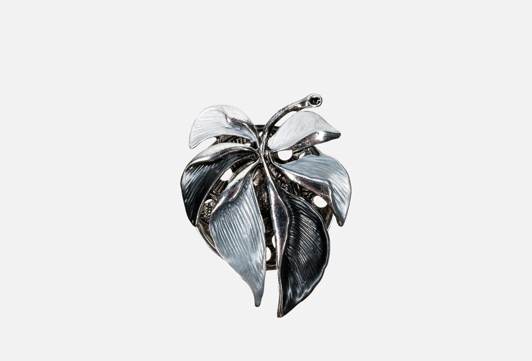 Изображение товара Брошь Shadore Лист резной серый из гипоаллергенного сплава с эмалью