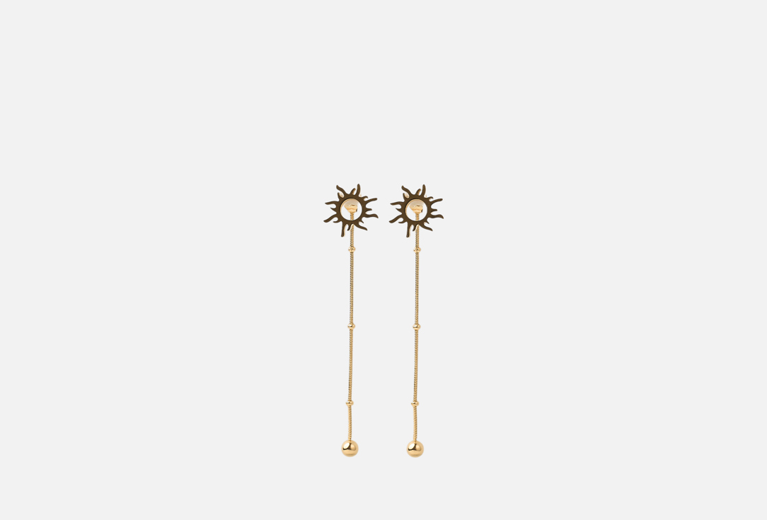 

Серьги 19.STONE, Солнце из стали в золоте 2 шт