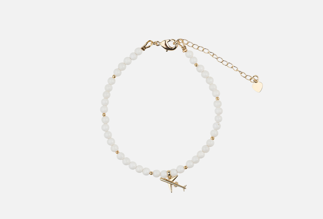 

Анклет 19.STONE, Из белого агата с самолетом 1 шт